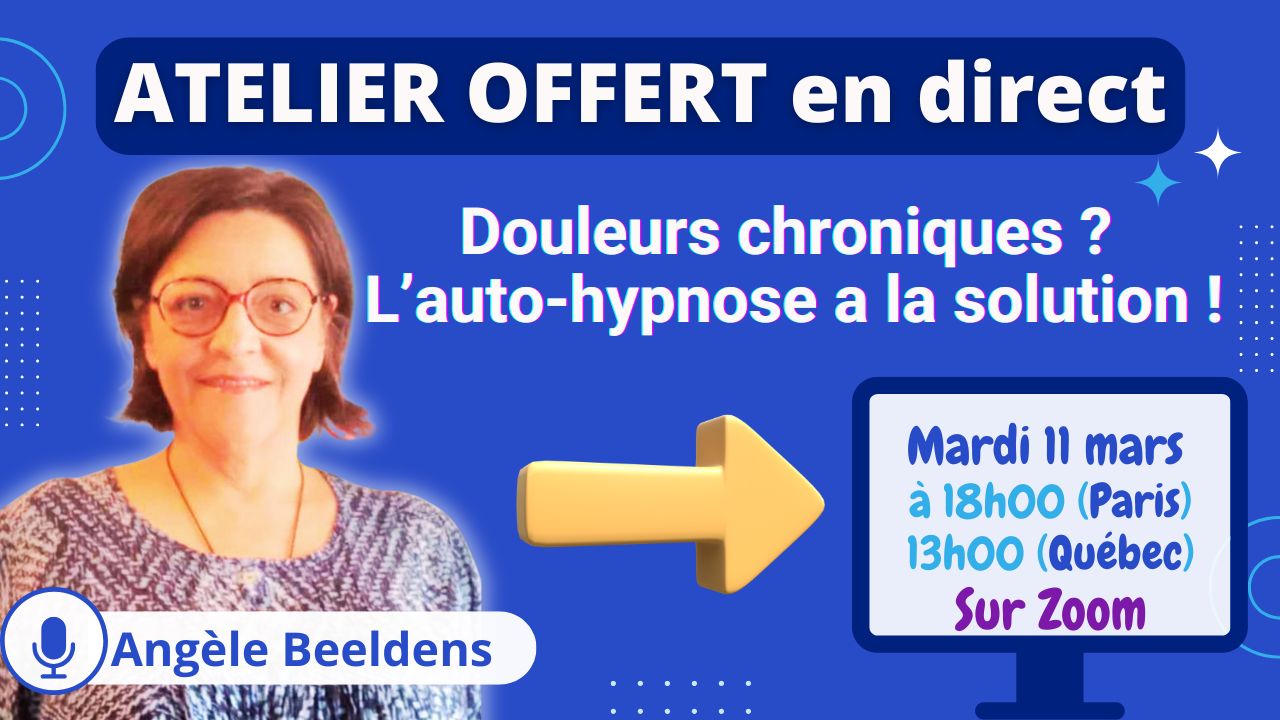 Apprenez à soulager vos douleurs chroniques avec l'auto-hypnose. Techniques simples, exercices pratiques et conseils d'expert en direct sur Zoom.